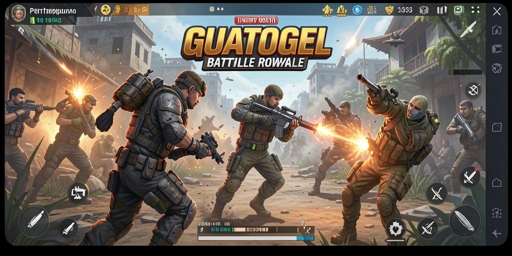 Gameplay GUATOGEL yang intens dan seru dalam pertempuran Battle Royale.