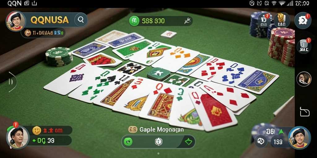 Tampilan gameplay QQNUSA yang penuh warna dan interaktif.