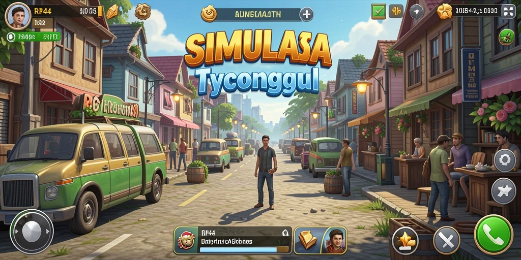 Screenshot gameplay RR44 menampilkan elemen strategi manajemen bisnis yang seru.