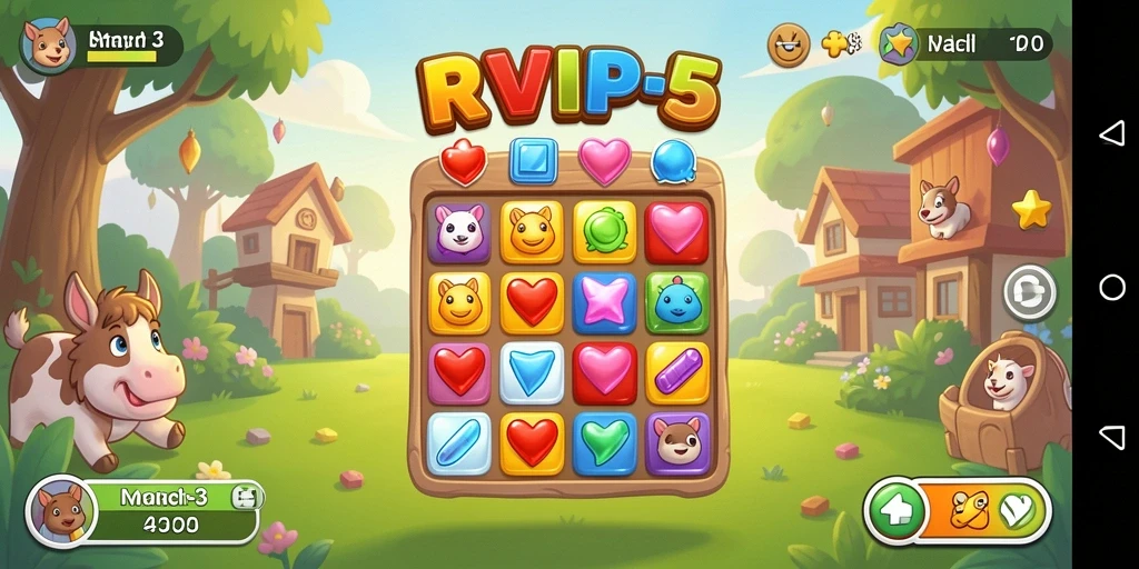 Tampilan menarik dari gameplay Match-3 RVIP5 yang seru.